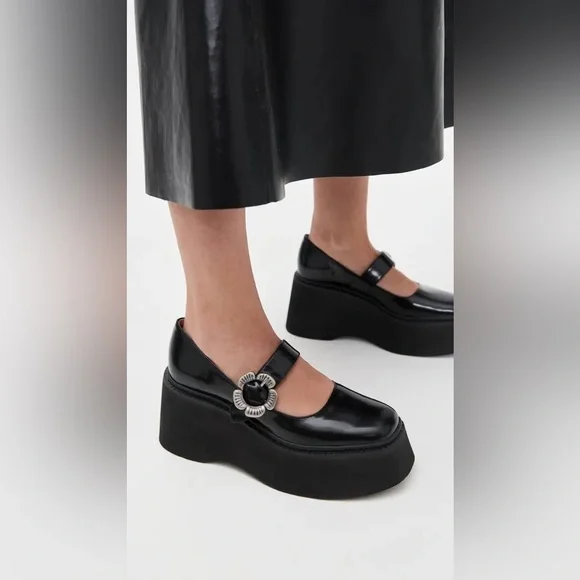 NEW COACH Women's Tea Rose Platform Mary Janes in black size 6 shoes - Picture 1 of 11